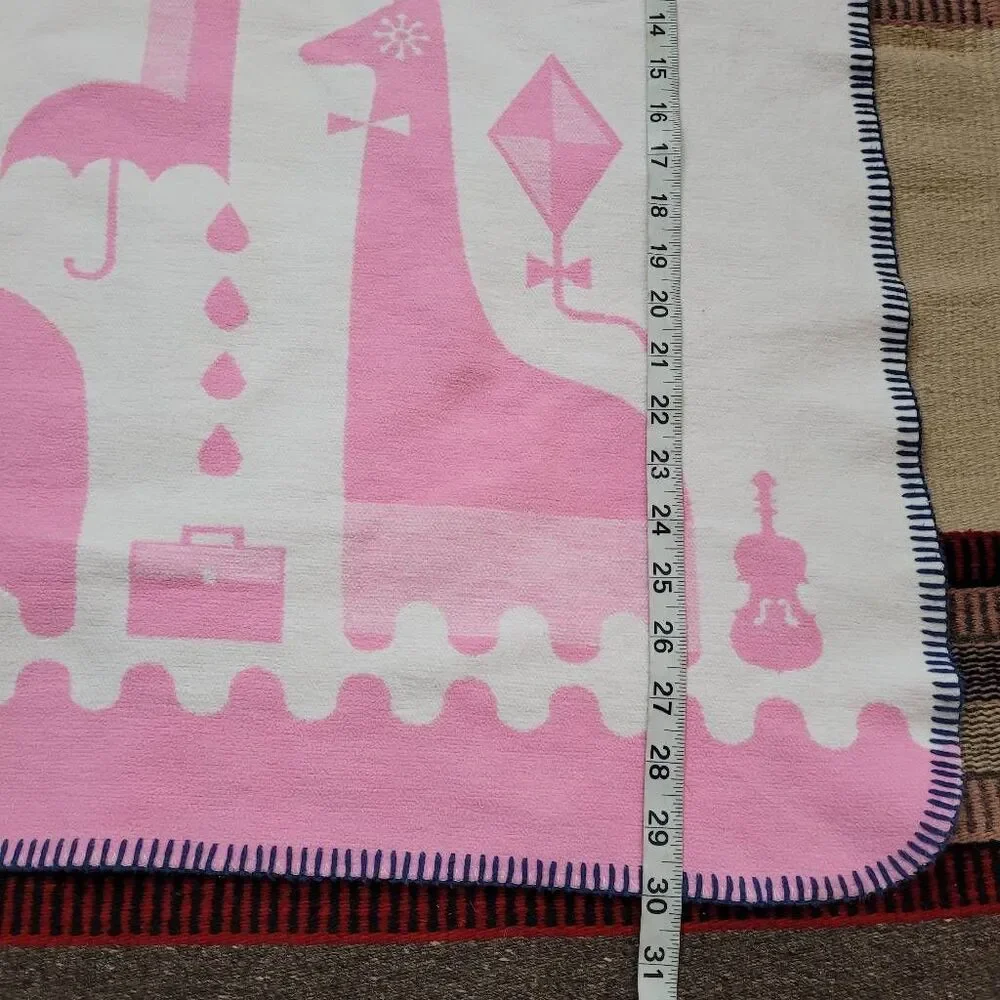 Two Jonathan Adler Junior Cotton‎ Flannel Animal Baby Child Blanket Pink White